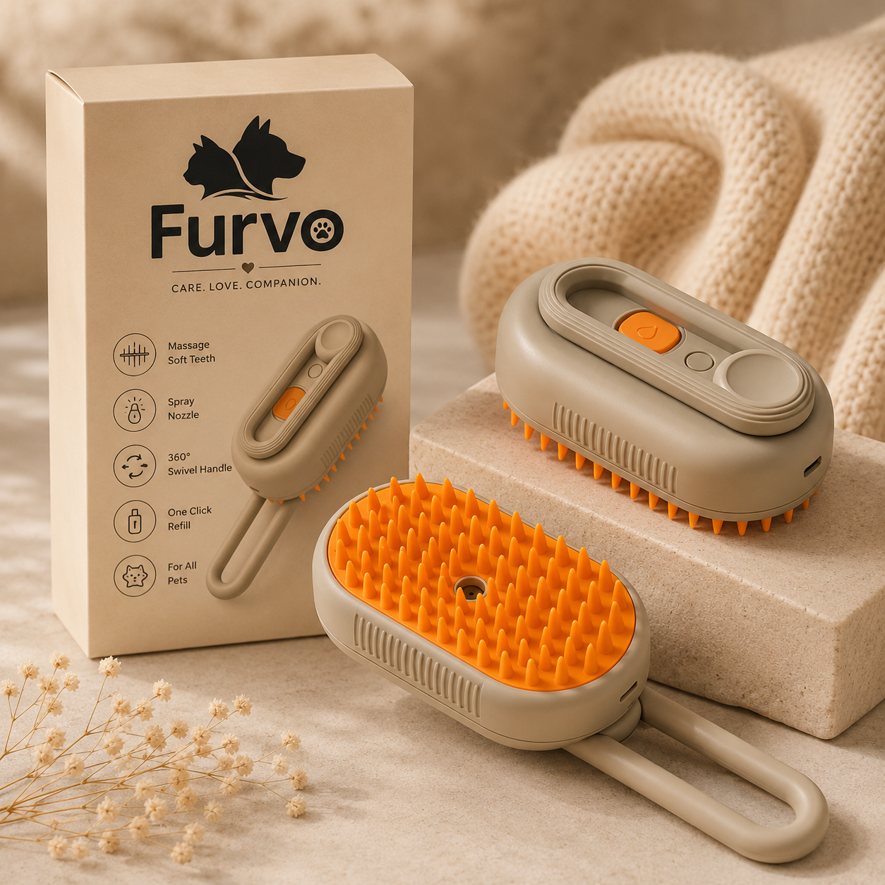 DONGTATA 3 in 1 Cat Steam Brush Massage Brush