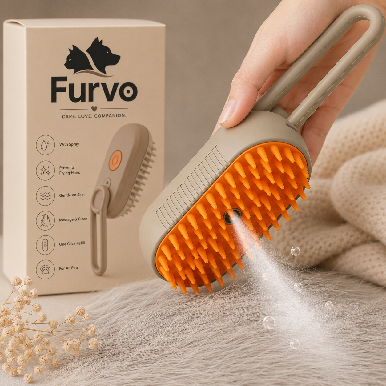 DONGTATA 3 in 1 Cat Steam Brush Massage Brush